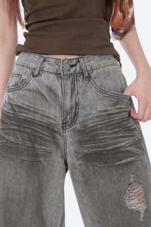 Street Styles, Pastel Outfit - Distressed Wide Leg Jeans