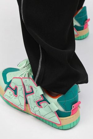 Street Wear With Skirt, Cute Soft Outfits Aesthetic - Neon Sneakers