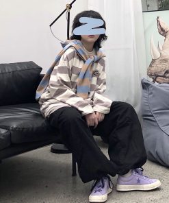 Striped Japanese Loose Fit T-Shirt - Versatile Casual Sweatshirt for Students - Unisex Spring Fashion Inspired by 90s and Y2K Styles