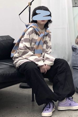 Striped Japanese Loose Fit T-Shirt - Versatile Casual Sweatshirt for Students - Unisex Spring Fashion Inspired by 90s and Y2K Styles