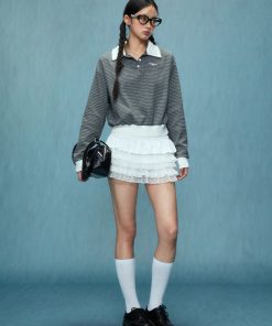 Striped Long-Sleeve T-Shirt for Women, Trendy Spring Top 2025, Casual Fashion, Stylish Everyday Wear