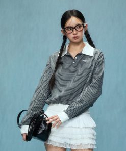 Striped Long-Sleeve T-Shirt for Women, Trendy Spring Top 2025, Casual Fashion, Stylish Everyday Wear