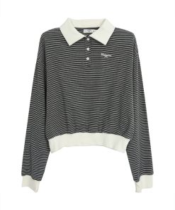 Striped Long-Sleeve T-Shirt for Women, Trendy Spring Top 2025, Casual Fashion, Stylish Everyday Wear