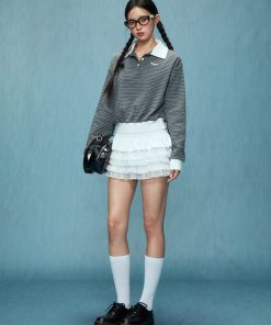 Striped Long-Sleeve T-Shirt for Women, Trendy Spring Top 2025, Casual Fashion, Stylish Everyday Wear