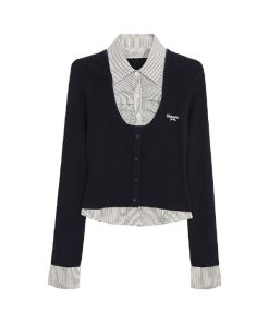 Striped Slim-Fit Two-Piece Knit Top for Women - College Style Spring 2025 Knitwear, Trendy Casual Look