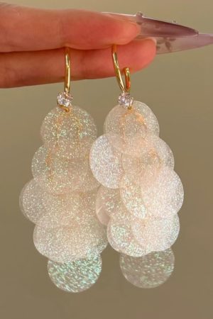 Stunning Fine Glitter Shell Tassel Drop Earrings - Elegant High-End Vacation Style, Unique Exaggerated Accessories
