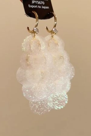 Stunning Fine Glitter Shell Tassel Drop Earrings - Elegant High-End Vacation Style, Unique Exaggerated Accessories