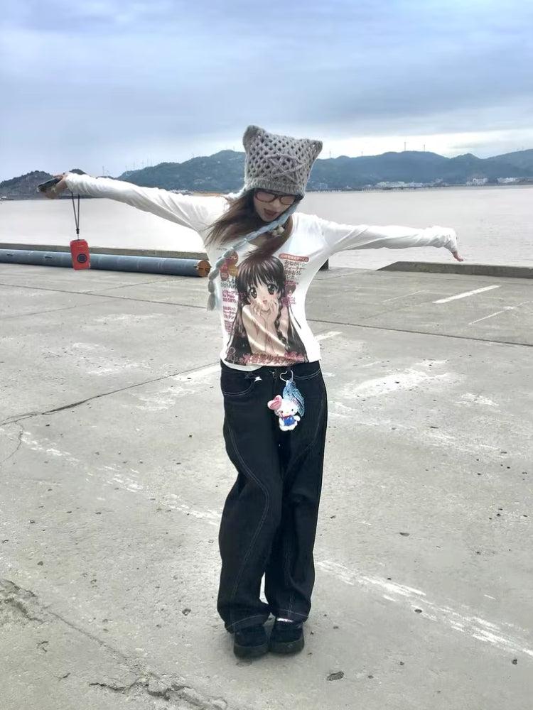 Styling Red Sweater, Grunge Woman Outfits - Kawaii Anime Girl Top Styling Red Sweater, Grunge Woman Outfits - Kawaii Anime Girl Top