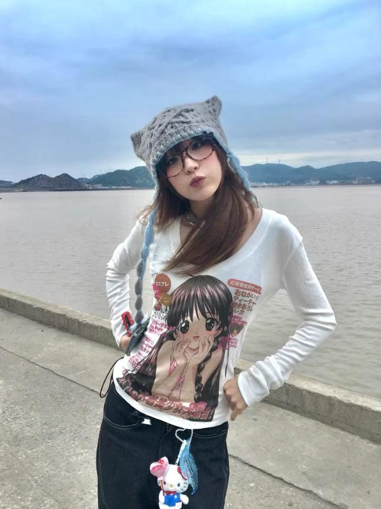 Styling Red Sweater, Grunge Woman Outfits - Kawaii Anime Girl Top Styling Red Sweater, Grunge Woman Outfits - Kawaii Anime Girl Top