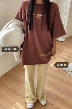 Stylish Bootcut Flared Pants in Soft Corduroy - Trendy Korean Style for Effortless 90s-Inspired Fashion