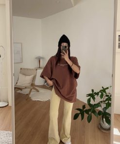 Stylish Bootcut Flared Pants in Soft Corduroy - Trendy Korean Style for Effortless 90s-Inspired Fashion
