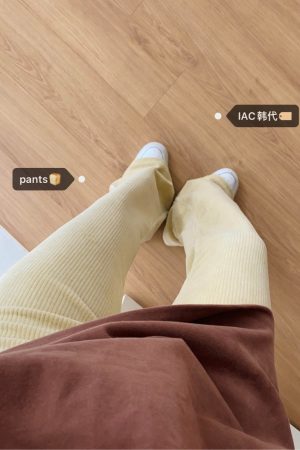 Stylish Bootcut Flared Pants in Soft Corduroy - Trendy Korean Style for Effortless 90s-Inspired Fashion