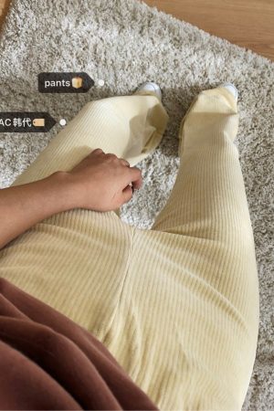 Stylish Bootcut Flared Pants in Soft Corduroy - Trendy Korean Style for Effortless 90s-Inspired Fashion