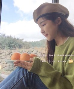 Stylish Korean Wool Painter's Hat - Trendy High-Quality Fashion Accessory for 90s and Y2K Inspired Looks