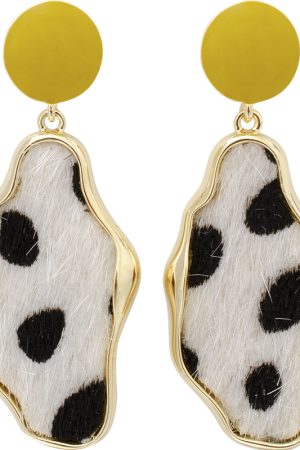 Stylish Leopard Print Earrings for Women - Retro Horsehair Design, Irregular Geometric Shapes, Plush Winter Accessories