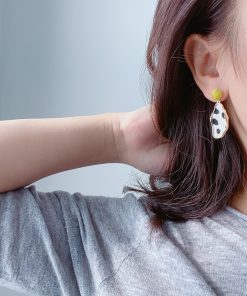 Stylish Leopard Print Earrings for Women - Retro Horsehair Design, Irregular Geometric Shapes, Plush Winter Accessories