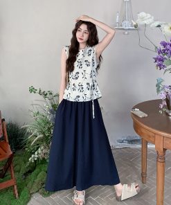 Stylish Printed Vest and Wide-Leg Pants Set for Women - 2025 Summer Fashion, Unique Versatile Two-Piece Outfit