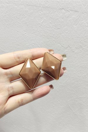 Stylish Retro Metal Edge Acrylic Diamond Geometric Earrings â€“ S925 Silver Needle Pendant Accessories