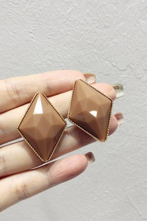 Stylish Retro Metal Edge Acrylic Diamond Geometric Earrings â€“ S925 Silver Needle Pendant Accessories