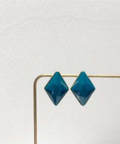 Stylish Retro Metal Edge Acrylic Diamond Geometric Earrings – S925 Silver Needle Pendant Accessories