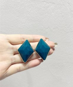 Stylish Retro Metal Edge Acrylic Diamond Geometric Earrings – S925 Silver Needle Pendant Accessories