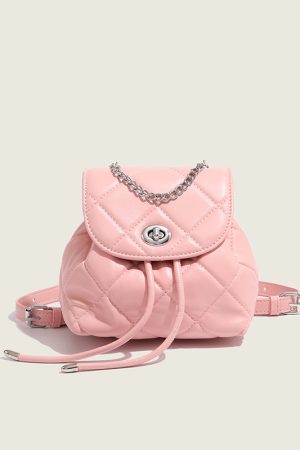 Stylish Women's Silver High-End Chain Backpack - 2025 Trendy Small White Bag for Fashion Lovers