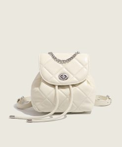 Stylish Women's Silver High-End Chain Backpack - 2025 Trendy Small White Bag for Fashion Lovers