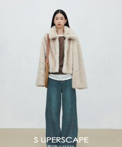 Sublime Marble Pattern Stretch Wide-Leg Jeans with 7-Inch Split Side Seam - Trendy Y2K Style for Effortless Chic Look