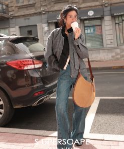 Sublime Marble Pattern Stretch Wide-Leg Jeans with 7-Inch Split Side Seam - Trendy Y2K Style for Effortless Chic Look