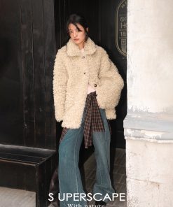 Sublime Marble Pattern Stretch Wide-Leg Jeans with 7-Inch Split Side Seam - Trendy Y2K Style for Effortless Chic Look