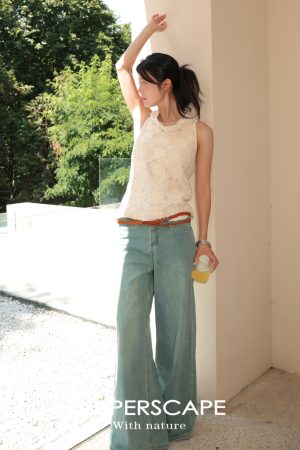 Sublime Two-Tone Casual Loose Micro Silhouette Jeans for a Trendy Y2K Look