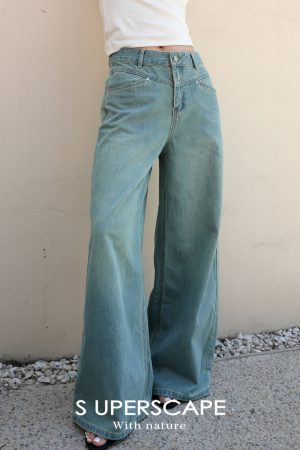 Sublime Two-Tone Casual Loose Micro Silhouette Jeans for a Trendy Y2K Look
