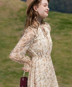 subversive acubi fashion, Acubi Fashion Layering - Cottagecore Lace Detailed Floral Midi Dress