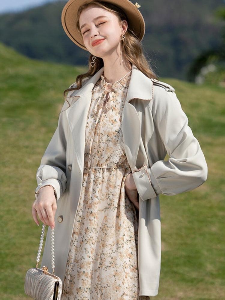 subversive acubi fashion, Acubi Fashion Layering - Cottagecore Lace Detailed Floral Midi Dress