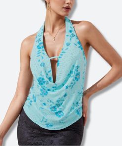 Summer 2024 Fashion Trends Street Style, Mia 6 - Plunge Neck Sequined Beaded Top
