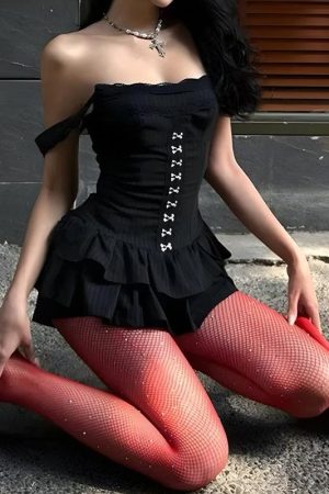 Summer 2024 Fashion Trends Street Style, Summer Outfits Board - Goth Black Mini Dress