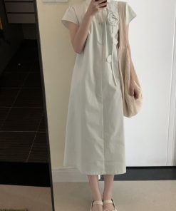 Summer 2025 Chinese-Style High-End Stand Collar Dress for Women, Loose Elegant Long Skirt, Trendy National Wind Fashion