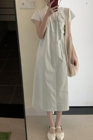 Summer 2025 Chinese-Style High-End Stand Collar Dress for Women, Loose Elegant Long Skirt, Trendy National Wind Fashion