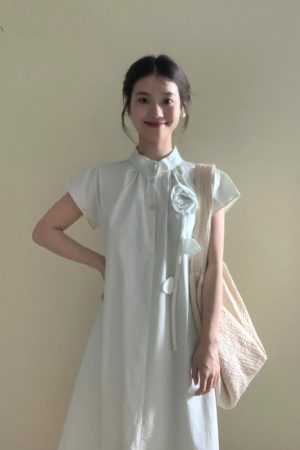 Summer 2025 Chinese-Style High-End Stand Collar Dress for Women, Loose Elegant Long Skirt, Trendy National Wind Fashion