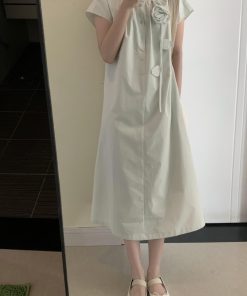 Summer 2025 Chinese-Style High-End Stand Collar Dress for Women, Loose Elegant Long Skirt, Trendy National Wind Fashion