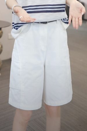 Summer 2025 High-Waisted Multicolor Straight-Leg Shorts, Loose Wide-Leg Fit for a Slimming Look