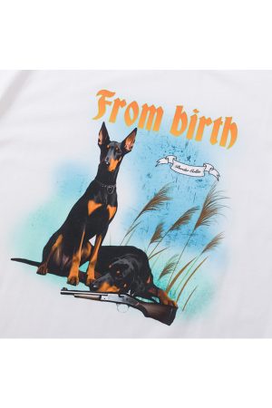 Summer 2025 Puppy Dog Print Short Sleeve T-Shirt for Couples - Trendy Niche Design, Casual Streetwear