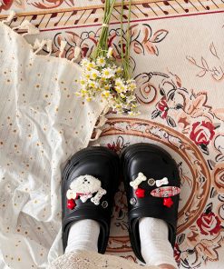 Summer 2025 Women's Plush Dog Hole Shoes - Cute Non-Slip Thick-Soled Slippers for Cozy Comfort