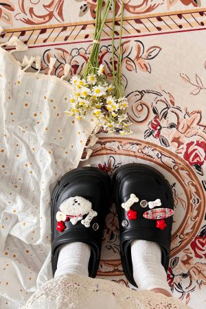 Summer 2025 Women's Plush Dog Hole Shoes - Cute Non-Slip Thick-Soled Slippers for Cozy Comfort
