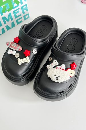 Summer 2025 Women's Plush Dog Hole Shoes - Cute Non-Slip Thick-Soled Slippers for Cozy Comfort