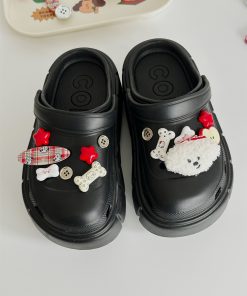 Summer 2025 Women's Plush Dog Hole Shoes - Cute Non-Slip Thick-Soled Slippers for Cozy Comfort