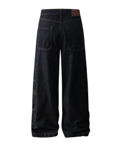 Summer American Vintage Multi-Pocket Baggy Work Pants - Stiff A-Line Jeans for 90s and Y2K Style