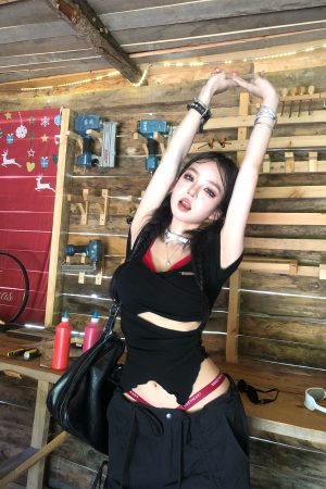 Summer Backless Lace T-Shirt for Women - Irregular Short Sleeve Fake Two-Piece Top, Sexy Design, Trendy Korean Style