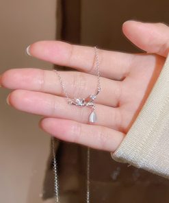 Summer Bamboo Water Drop Necklace for Women - 2025 Trendy Light Luxury Collarbone Chain, Exquisite High-End Accessory