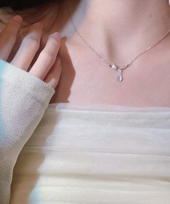 Summer Bamboo Water Drop Necklace for Women - 2025 Trendy Light Luxury Collarbone Chain, Exquisite High-End Accessory